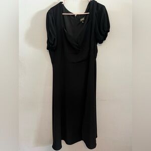 Alexia Admor Black Rouche Side Split Puff Sleeve Black Maxi Dress Size 1XL